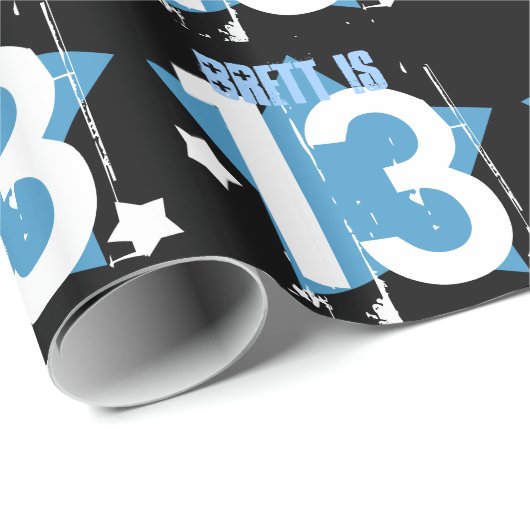 13e jaardagnummer en sterren V06 Cadeaupapier (Rol Hoek)