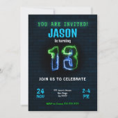 13e jongen verjaardag uitnodiging (Voorkant)