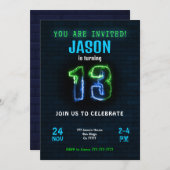 13e jongen verjaardag uitnodiging (Voorkant / Achterkant)