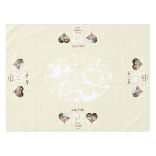 13e Jubileum 2 Foto's Lace-achtige linen Tafelkleed (Voorkant (Horizontaal))