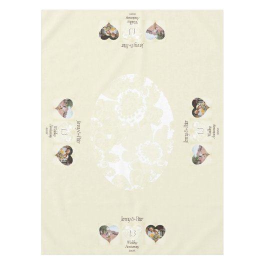 13e Jubileum 2 Foto's Lace-achtige linen Tafelkleed (Voorkant)
