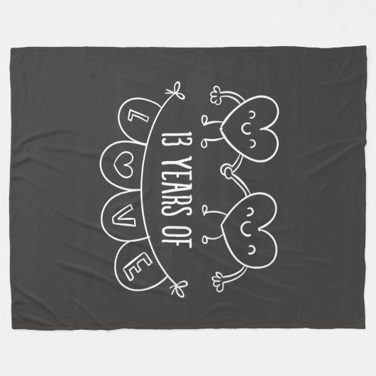 13e Jubileum - Gift Chalk Hearts Fleece Deken (Voorkant (Horizontaal))