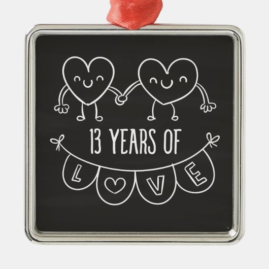 13e Jubileum - Gift Chalk Hearts Metalen Ornament (Voorkant)