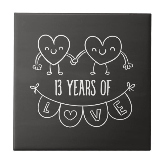 13e Jubileum - Gift Chalk Hearts Tegeltje (Voorkant)