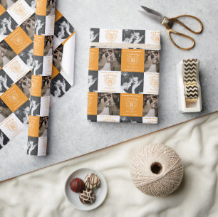 13e Jubileum voor bruiloft 2 foto's Cadeaupapier