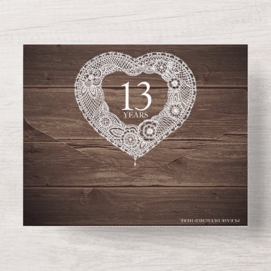 13e kant bruiloft jubileum geen envelop all in one uitnodiging (Achterkant)