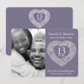 13e kanten bruiloft jubileum grijs wit kaart (Voorkant / Achterkant)