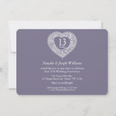 13e kanten bruiloft jubileum grijs wit kaart (Achterkant)