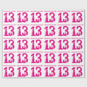 13e kleindochter van de verjaardag, roze tekst op  cadeaupapier (Vlak)