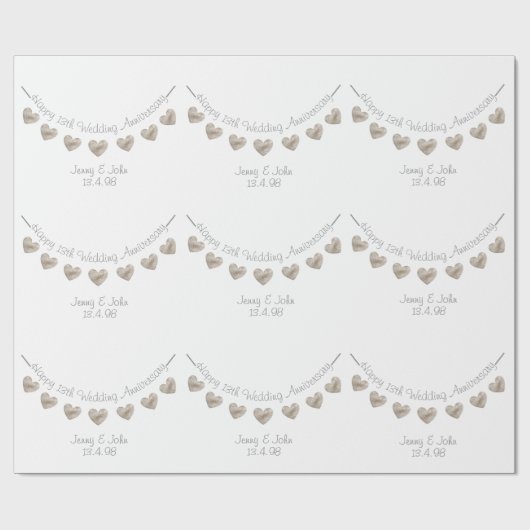 13e lace bruiloft bunting cadeaupapier (Vlak)