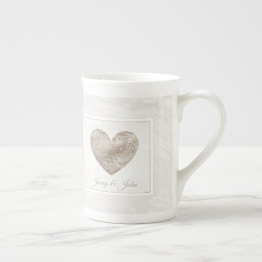 13e lace bruiloft met hartslag porselein kop (Rechts)