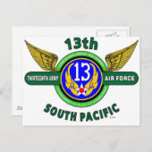 13E LUCHTKRACHT VAN DE ARMIJN "ZUID-PACIFIC" WW II BRIEFKAART (Voorkant / Achterkant)