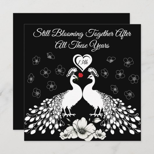 13e Natuur Jubileum Wildflower Kaart voor koppel (Voorkant / Achterkant)