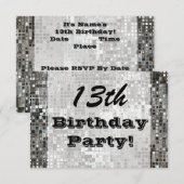 13e of een andere leeftijdscategorie-dag-uitnodige kaart (Voorkant / Achterkant)