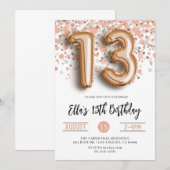 13e Roos Gold Birthday Uitnodiging (Voorkant / Achterkant)