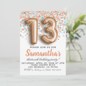 13e Roos Gold Birthday Uitnodiging (Staand voorkant)