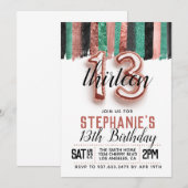 13e Roos Gold Birthday Uitnodiging (Voorkant / Achterkant)