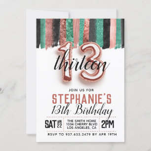 13e Roos Gold Birthday Uitnodiging