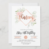 13e Roos Gold Birthday Uitnodiging (Voorkant)