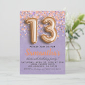 13e Roos Gold Birthday Uitnodiging (Staand voorkant)