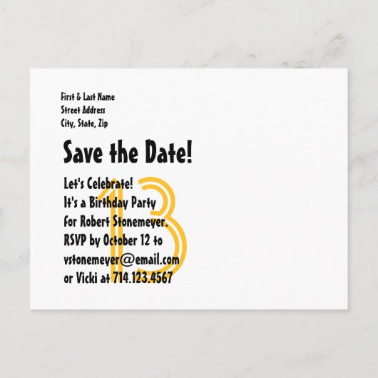 13e Save Datum Verjaardag Ballonnen en Sterren S11 Aankondigingskaart (Achterkant)