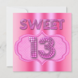 13e Sweet 13 Verjaardagsfeestje Roze Stippen Kaart