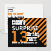 13e TEEN Surprise Verjaardag Save the Date T13A Aankondigingskaart (Voorkant / Achterkant)
