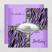 13e tiendaagse Zebra Wilde Paarse Dierlijke Zwart Kaart (Voorkant / Achterkant)