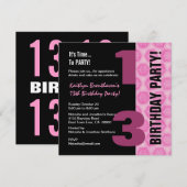 13e Tiener Verjaardag Modern Roze Zwart Sterren G4 Kaart (Voorkant / Achterkant)