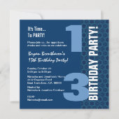 13e tiener verjaardag moderne marine blauwe sterre kaart (Voorkant)