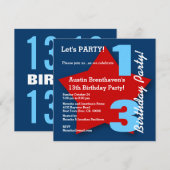 13e tienerdag Moderne marine Red White Blue B02 Kaart (Voorkant / Achterkant)