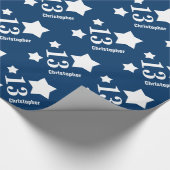 13e tienerdag STARS Eigen naam V01 BLUE Cadeaupapier (Hoek)