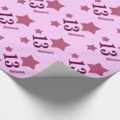 13e tienerdag STARS Eigen naam V19 PINK Cadeaupapier (Hoek)
