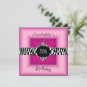 13e tienerdag Wilde Roze Dierlijk Zwart 5 Kaart (Staand voorkant)