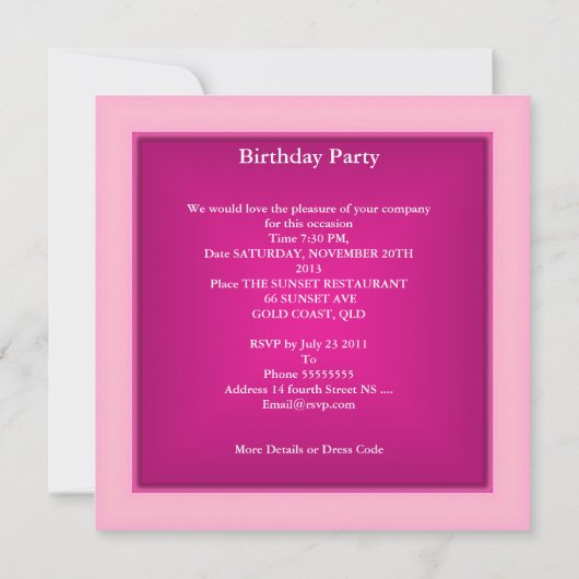 13e tienerdag Wilde Roze Dierlijk Zwart 5 Kaart (Achterkant)