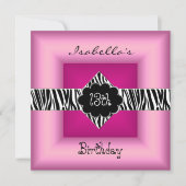 13e tienerdag Wilde Roze Dierlijk Zwart 5 Kaart (Voorkant)