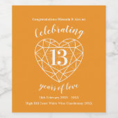 13e trouwdag citrien sinaasappel gem wijn etiket (Enkel label)