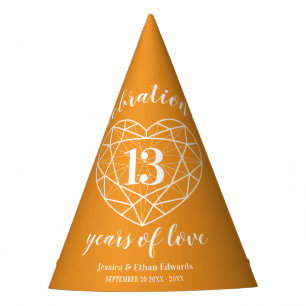 13e trouwdag citrine oranje juweel feesthoedjes