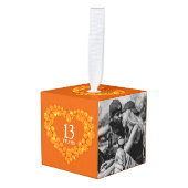 13e trouwdag hart twee foto citrine decoratie (Voorkant hoekig)