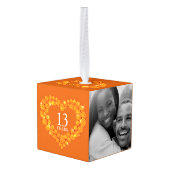 13e trouwdag hart twee foto citrine decoratie (Achter hoekig)