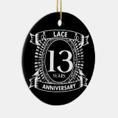 13e trouwdag keramisch ornament (Rechts)