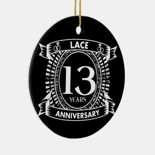 13e trouwdag keramisch ornament (Rechts)