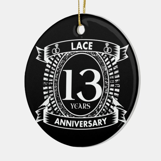 13e trouwdag keramisch ornament (Links)