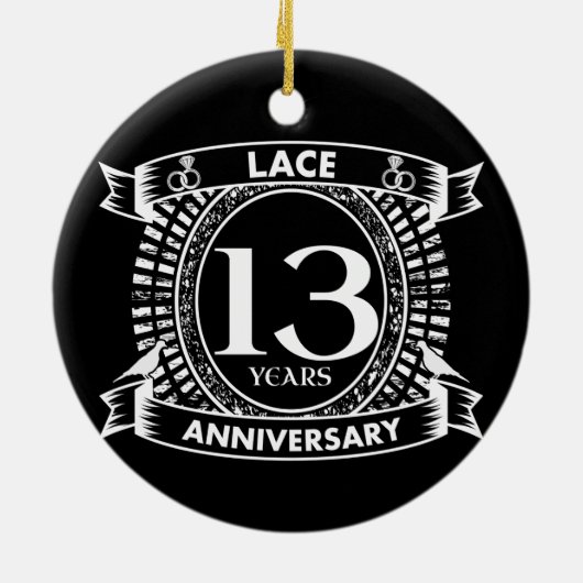 13e trouwdag keramisch ornament (Achterkant)