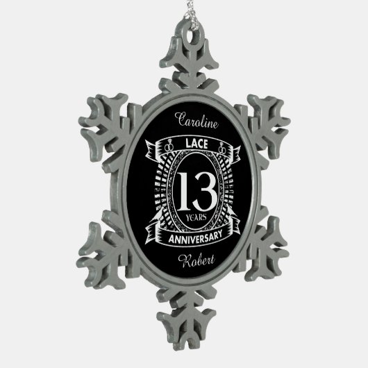 13e trouwdag tin sneeuwvlok ornament (Links)