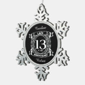 13e trouwdag tin sneeuwvlok ornament (Rechts)