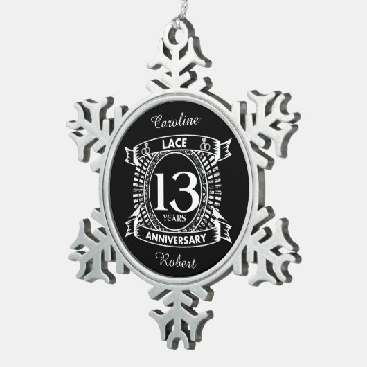 13e trouwdag tin sneeuwvlok ornament (Rechts)