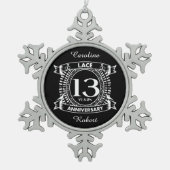 13e trouwdag tin sneeuwvlok ornament (Voorkant)
