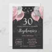 13e Uitnodigen Roze Zilver Verjaardag Uitnodiging (Voorkant)