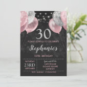 13e Uitnodigen Roze Zilver Verjaardag Uitnodiging (Staand voorkant)
